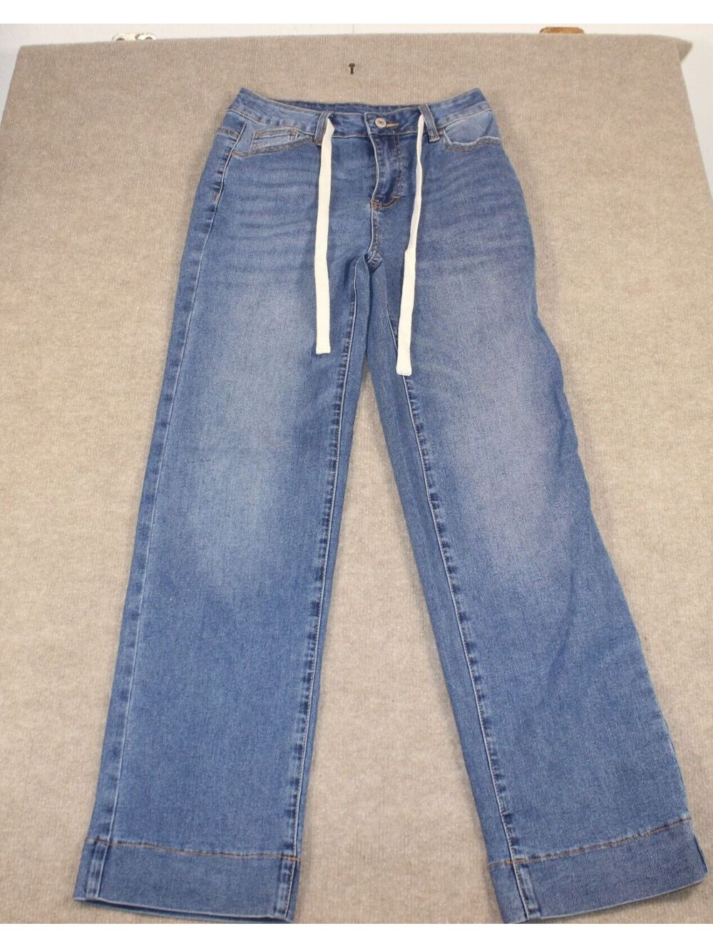 Light Blue Wide-Leg Denim‎ Jeans with Drawstring Waist Size 4